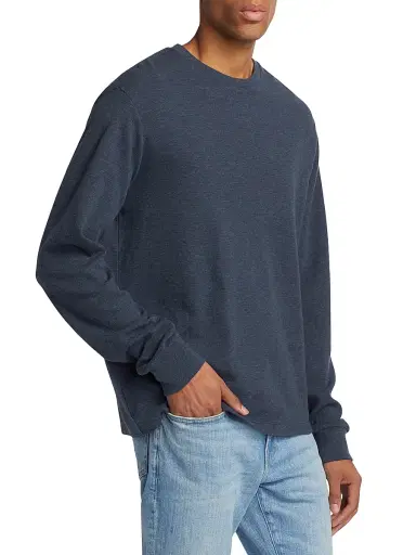 FRAME Men's Duo Fold Crewneck Sweatshirt - Heather Midnight Navy | Thumbnail 4 FRAME Men's Duo Fold Crewneck Sweatshirt - Heather Midnight Navy | Thumbnail 4