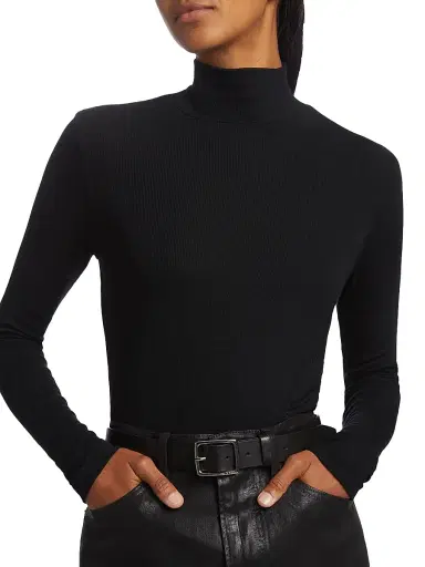 Frame Women's Rib Turtleneck Sweater - Noir - Size Large | Thumbnail 6 Frame Women's Rib Turtleneck Sweater - Noir - Size Large | Thumbnail 6