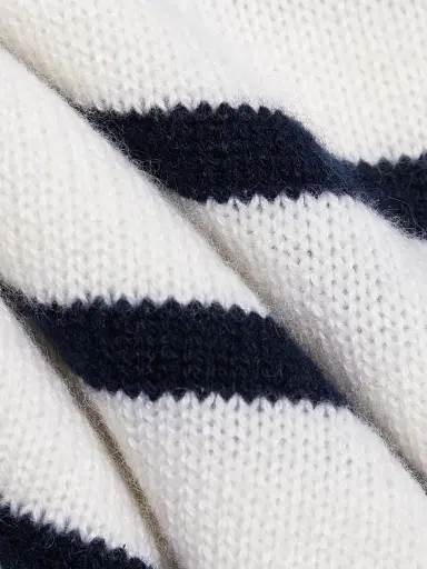 Jenni Kayne Women's Frances Striped Cashmere Polo Sweater - Ivory Navy - Size XL | Thumbnail 7 Jenni Kayne Women's Frances Striped Cashmere Polo Sweater - Ivory Navy - Size XL | Thumbnail 7