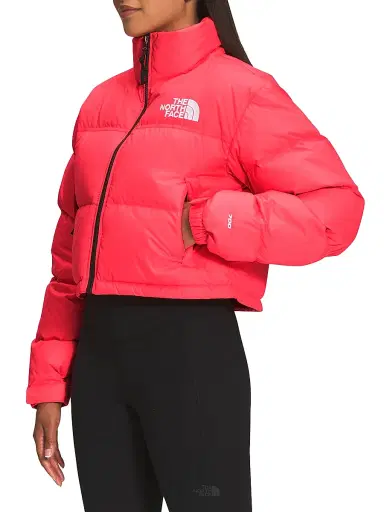 The North Face Women's Nuptse Cropped Down Puffer Jacket - Coral - Size XL | Thumbnail 4 The North Face Women's Nuptse Cropped Down Puffer Jacket - Coral - Size XL | Thumbnail 4
