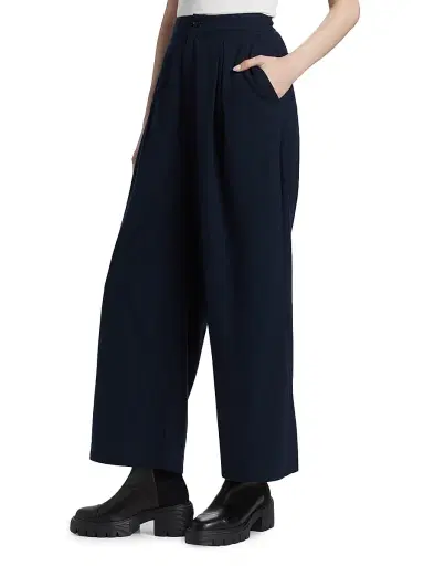 Jenni Kayne Women's Silk Relaxed Cropped Trousers - Navy - Size 14 | Thumbnail 4 Jenni Kayne Women's Silk Relaxed Cropped Trousers - Navy - Size 14 | Thumbnail 4