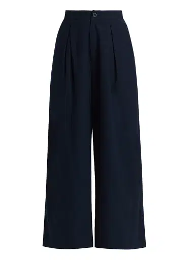 Jenni Kayne Women's Silk Relaxed Cropped Trousers - Navy - Size 14 | Thumbnail 1 Jenni Kayne Women's Silk Relaxed Cropped Trousers - Navy - Size 14 | Thumbnail 1