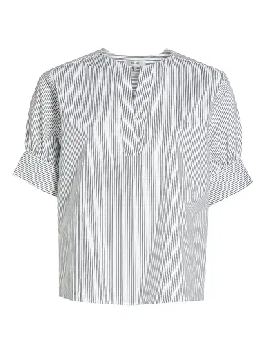 FRAME Women's Striped V-Neck Top - Navy Multi | Thumbnail 1 FRAME Women's Striped V-Neck Top - Navy Multi | Thumbnail 1