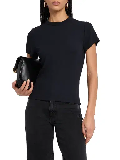 Frame Women's Rib-Knit Crewneck T-Shirt - Black - Size XL | Thumbnail 3 Frame Women's Rib-Knit Crewneck T-Shirt - Black - Size XL | Thumbnail 3