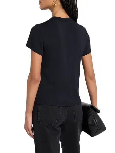Frame Women's Rib-Knit Crewneck T-Shirt - Black - Size XL | Thumbnail 4 Frame Women's Rib-Knit Crewneck T-Shirt - Black - Size XL | Thumbnail 4