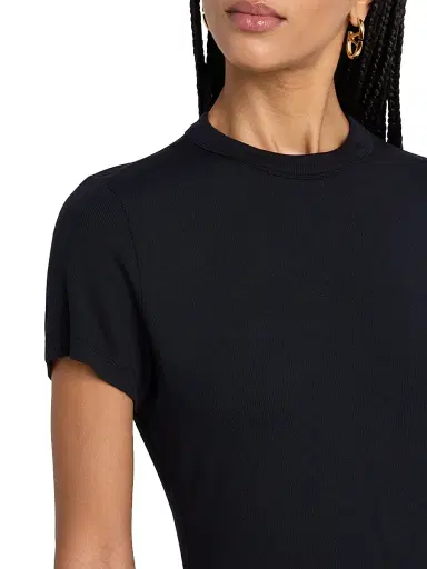 Frame Women's Rib-Knit Crewneck T-Shirt - Black - Size XL | Thumbnail 5 Frame Women's Rib-Knit Crewneck T-Shirt - Black - Size XL | Thumbnail 5