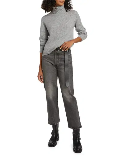 Frame Women's Cashmere Turtleneck Sweater - Heather Grey - Size XL | Thumbnail 2 Frame Women's Cashmere Turtleneck Sweater - Heather Grey - Size XL | Thumbnail 2