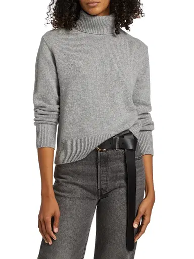 Frame Women's Cashmere Turtleneck Sweater - Heather Grey - Size XL | Thumbnail 3 Frame Women's Cashmere Turtleneck Sweater - Heather Grey - Size XL | Thumbnail 3