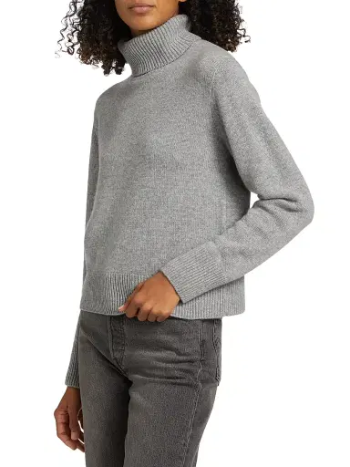 Frame Women's Cashmere Turtleneck Sweater - Heather Grey - Size XL | Thumbnail 4 Frame Women's Cashmere Turtleneck Sweater - Heather Grey - Size XL | Thumbnail 4