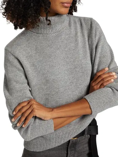 Frame Women's Cashmere Turtleneck Sweater - Heather Grey - Size XL | Thumbnail 6 Frame Women's Cashmere Turtleneck Sweater - Heather Grey - Size XL | Thumbnail 6