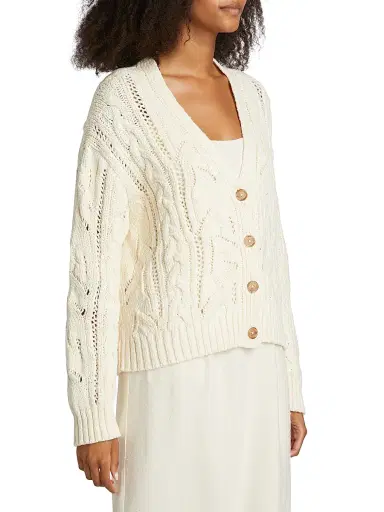 Jenni Kayne Women's Audrey Cotton V-Neck Cardigan - Cream - Size Large | Thumbnail 4 Jenni Kayne Women's Audrey Cotton V-Neck Cardigan - Cream - Size Large | Thumbnail 4