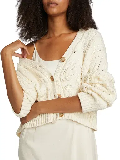 Jenni Kayne Women's Audrey Cotton V-Neck Cardigan - Cream - Size Large | Thumbnail 6 Jenni Kayne Women's Audrey Cotton V-Neck Cardigan - Cream - Size Large | Thumbnail 6