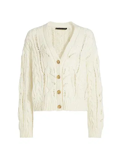 Jenni Kayne Women's Audrey Cotton V-Neck Cardigan - Cream - Size Large | Thumbnail 1 Jenni Kayne Women's Audrey Cotton V-Neck Cardigan - Cream - Size Large | Thumbnail 1