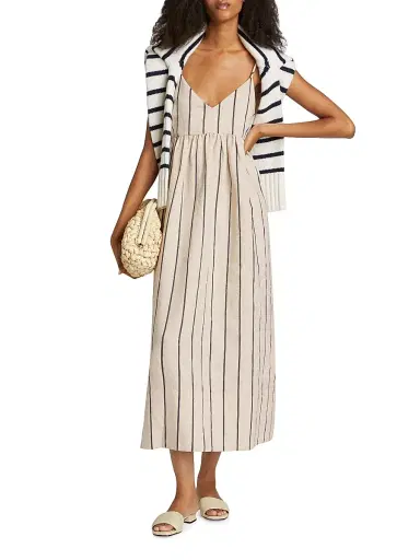 Jenni Kayne Women's Cove Linen-Blend Maxi Dress - Natural Navy Stripe | Thumbnail 3 Jenni Kayne Women's Cove Linen-Blend Maxi Dress - Natural Navy Stripe | Thumbnail 3
