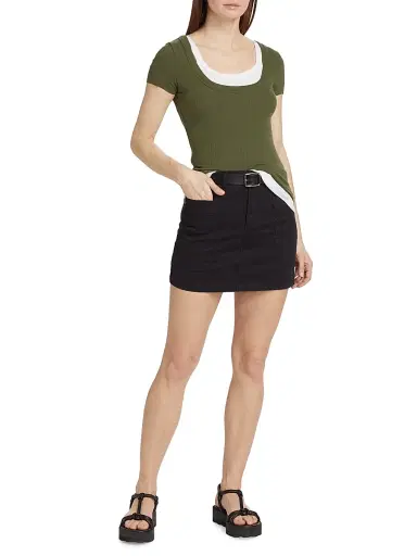 Frame Women's Stretch-Cotton Cargo Miniskirt - Black | Thumbnail 2 Frame Women's Stretch-Cotton Cargo Miniskirt - Black | Thumbnail 2