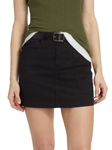 Frame Women's Stretch-Cotton Cargo Miniskirt - Black | Thumbnail 3 Frame Women's Stretch-Cotton Cargo Miniskirt - Black | Thumbnail 3