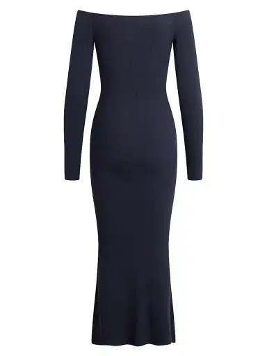 Favorite Daughter Women's The Sara Off-The-Shoulder Midi-Dress - Navy | Thumbnail 2 Favorite Daughter Women's The Sara Off-The-Shoulder Midi-Dress - Navy | Thumbnail 2