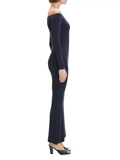 Favorite Daughter Women's The Sara Off-The-Shoulder Midi-Dress - Navy | Thumbnail 4 Favorite Daughter Women's The Sara Off-The-Shoulder Midi-Dress - Navy | Thumbnail 4