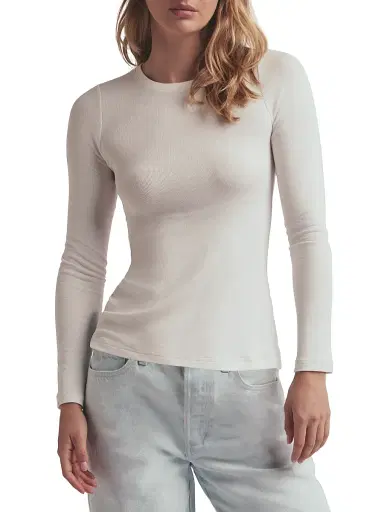 Favorite Daughter Women's Rib-Knit Long-Sleeve Top - White - Size XS | Thumbnail 2 Favorite Daughter Women's Rib-Knit Long-Sleeve Top - White - Size XS | Thumbnail 2