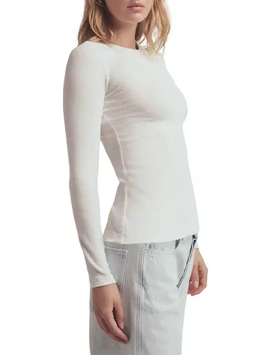 Favorite Daughter Women's Rib-Knit Long-Sleeve Top - White - Size XS | Thumbnail 3 Favorite Daughter Women's Rib-Knit Long-Sleeve Top - White - Size XS | Thumbnail 3