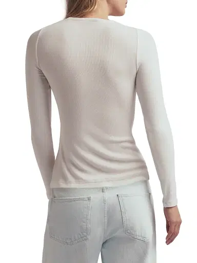 Favorite Daughter Women's Rib-Knit Long-Sleeve Top - White - Size XS | Thumbnail 4 Favorite Daughter Women's Rib-Knit Long-Sleeve Top - White - Size XS | Thumbnail 4