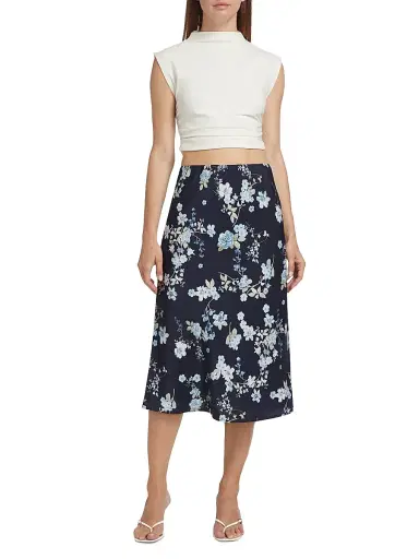 Wayf Women's Porter Floral Midi-Skirt - Navy Floral | Thumbnail 2 Wayf Women's Porter Floral Midi-Skirt - Navy Floral | Thumbnail 2