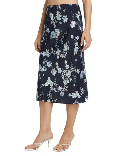 Wayf Women's Porter Floral Midi-Skirt - Navy Floral | Thumbnail 4 Wayf Women's Porter Floral Midi-Skirt - Navy Floral | Thumbnail 4