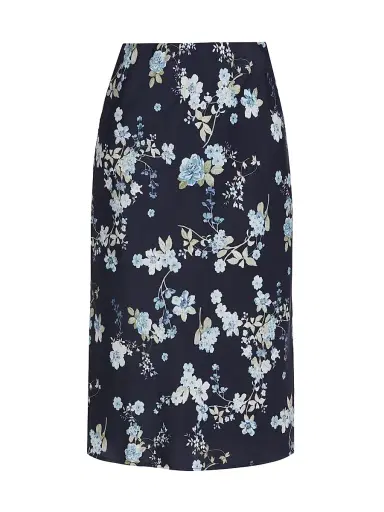 Wayf Women's Porter Floral Midi-Skirt - Navy Floral | Thumbnail 1 Wayf Women's Porter Floral Midi-Skirt - Navy Floral | Thumbnail 1