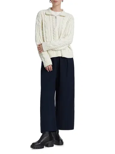 Jenni Kayne Women's Cotton Cable-Knit Zip Sweater - Ivory - Size XL | Thumbnail 2 Jenni Kayne Women's Cotton Cable-Knit Zip Sweater - Ivory - Size XL | Thumbnail 2