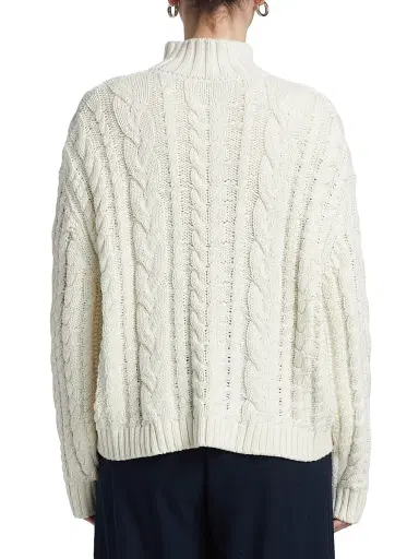 Jenni Kayne Women's Cotton Cable-Knit Zip Sweater - Ivory - Size XL | Thumbnail 5 Jenni Kayne Women's Cotton Cable-Knit Zip Sweater - Ivory - Size XL | Thumbnail 5