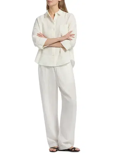 Jenni Kayne Women's Logan Linen Button-Front Shirt - Ivory - Size XL | Thumbnail 2 Jenni Kayne Women's Logan Linen Button-Front Shirt - Ivory - Size XL | Thumbnail 2