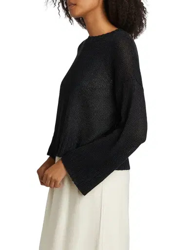 Jenni Kayne Women's Cropped Linen Knit Crewneck Sweater | Thumbnail 4 Jenni Kayne Women's Cropped Linen Knit Crewneck Sweater | Thumbnail 4