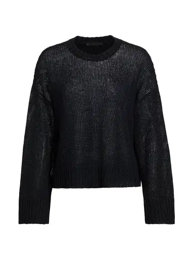 Jenni Kayne Women's Cropped Linen Knit Crewneck Sweater | Thumbnail 1 Jenni Kayne Women's Cropped Linen Knit Crewneck Sweater | Thumbnail 1