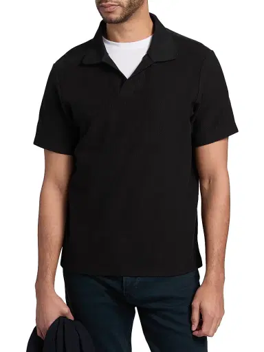 Frame Men's Johnny Collar Polo Shirt - Black - Size XXL | Thumbnail 3 Frame Men's Johnny Collar Polo Shirt - Black - Size XXL | Thumbnail 3