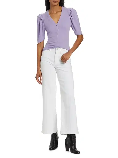 FRAME Women's Le Slim Palazzo Mid-Rise Stretch Flare Jeans - White | Thumbnail 2 FRAME Women's Le Slim Palazzo Mid-Rise Stretch Flare Jeans - White | Thumbnail 2