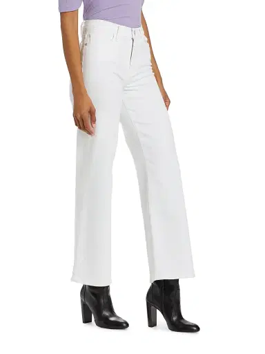 FRAME Women's Le Slim Palazzo Mid-Rise Stretch Flare Jeans - White | Thumbnail 4 FRAME Women's Le Slim Palazzo Mid-Rise Stretch Flare Jeans - White | Thumbnail 4