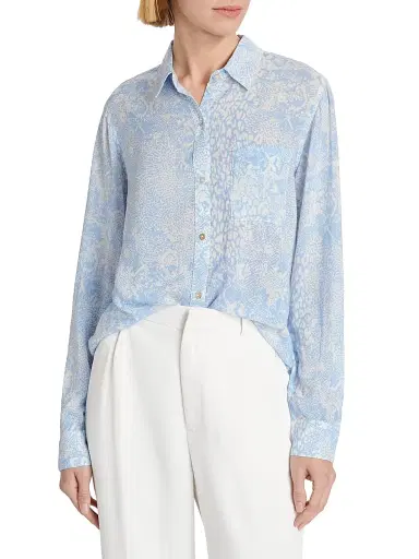 Rails Women's Josephine Button-Front Blouse - Aqua Mixed Animals | Thumbnail 3 Rails Women's Josephine Button-Front Blouse - Aqua Mixed Animals | Thumbnail 3