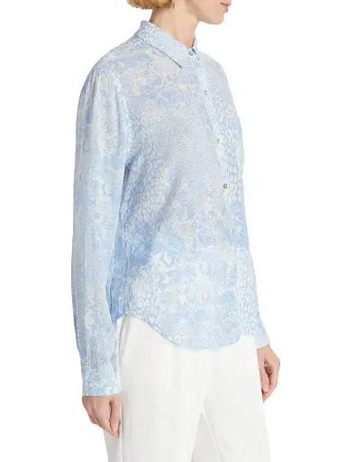 Rails Women's Josephine Button-Front Blouse - Aqua Mixed Animals | Thumbnail 4 Rails Women's Josephine Button-Front Blouse - Aqua Mixed Animals | Thumbnail 4