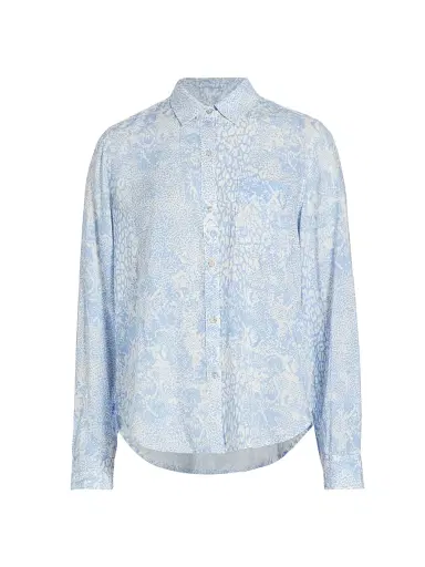 Rails Women's Josephine Button-Front Blouse - Aqua Mixed Animals | Thumbnail 1 Rails Women's Josephine Button-Front Blouse - Aqua Mixed Animals | Thumbnail 1