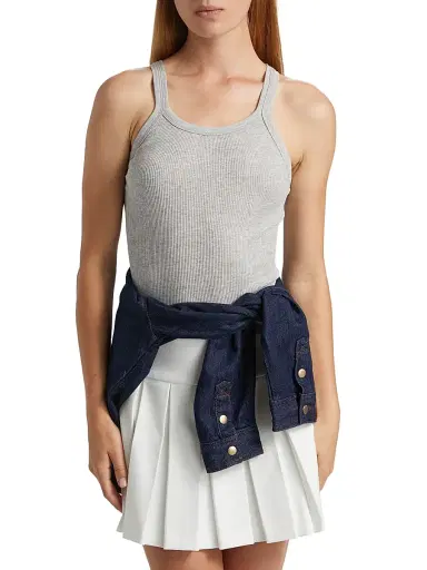 Re/done Women's Ribbed Cotton-Blend Tank - Heather Grey | Thumbnail 3 Re/done Women's Ribbed Cotton-Blend Tank - Heather Grey | Thumbnail 3