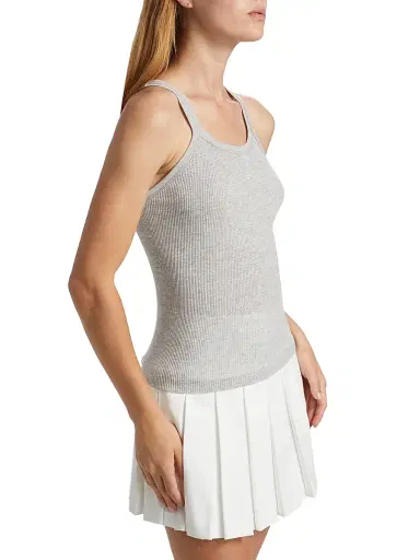 Re/done Women's Ribbed Cotton-Blend Tank - Heather Grey | Thumbnail 4 Re/done Women's Ribbed Cotton-Blend Tank - Heather Grey | Thumbnail 4