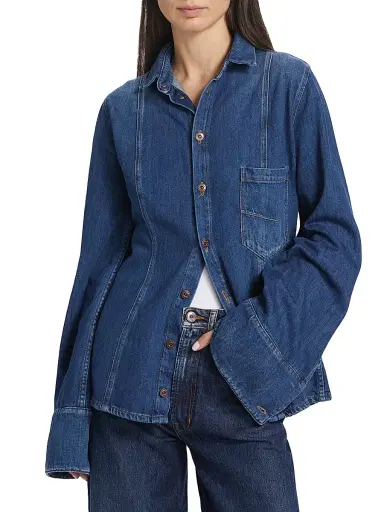 3x1 Women's Marina Denim Shirt - Hudson | Thumbnail 3 3x1 Women's Marina Denim Shirt - Hudson | Thumbnail 3