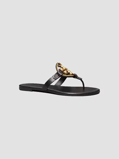 Tory Burch Women's Miller Metal Double T Soft Sandals - Black | Thumbnail 2 Tory Burch Women's Miller Metal Double T Soft Sandals - Black | Thumbnail 2
