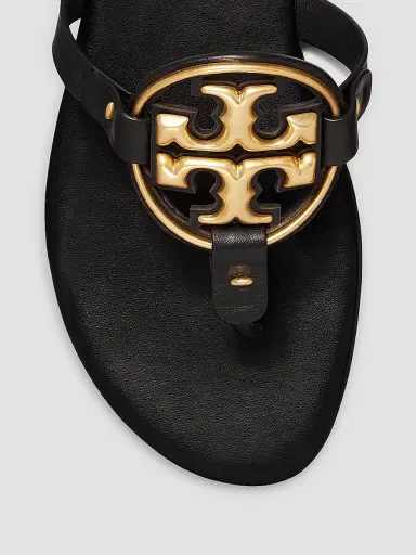 Tory Burch Women's Miller Metal Double T Soft Sandals - Black | Thumbnail 3 Tory Burch Women's Miller Metal Double T Soft Sandals - Black | Thumbnail 3
