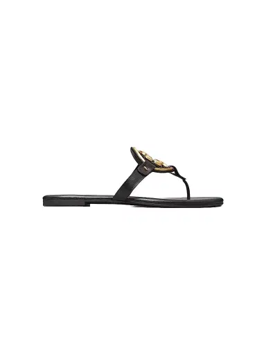 Tory Burch Women's Miller Metal Double T Soft Sandals - Black | Thumbnail 1 Tory Burch Women's Miller Metal Double T Soft Sandals - Black | Thumbnail 1