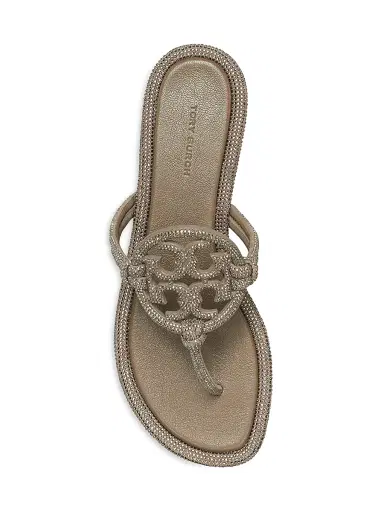 Tory Burch Women's Pavé Cord Miller Leather Sandals - Dark Beige | Thumbnail 4 Tory Burch Women's Pavé Cord Miller Leather Sandals - Dark Beige | Thumbnail 4