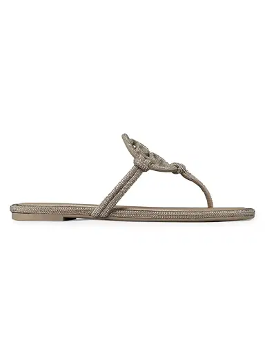 Tory Burch Women's Pavé Cord Miller Leather Sandals - Dark Beige | Thumbnail 1 Tory Burch Women's Pavé Cord Miller Leather Sandals - Dark Beige | Thumbnail 1