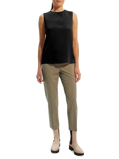 Theory Women's Silk Straight Shell - Black | Thumbnail 2 Theory Women's Silk Straight Shell - Black | Thumbnail 2