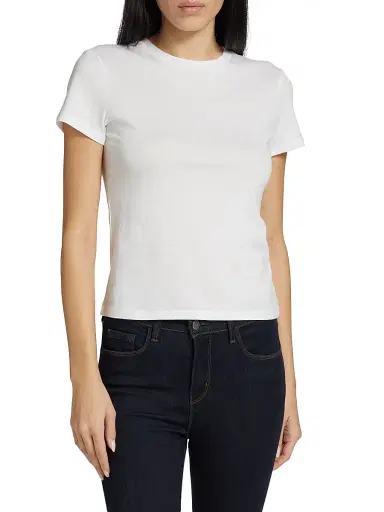 Theory Women's Tiny Short-Sleeve Cotton Tee - White | Thumbnail 3 Theory Women's Tiny Short-Sleeve Cotton Tee - White | Thumbnail 3