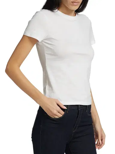 Theory Women's Tiny Short-Sleeve Cotton Tee - White | Thumbnail 4 Theory Women's Tiny Short-Sleeve Cotton Tee - White | Thumbnail 4